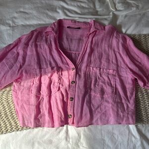 Pink linen top from Zara